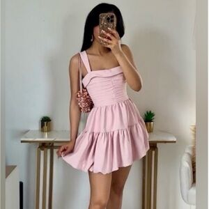 Zara Pink Bubble Balloon Hem Mini Dress